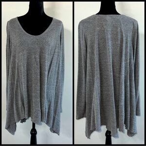 We the Free Oversized Waffle Knit Top Women's Small Gray Asymmetrical Hem Tunic
